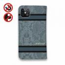 【Genuine】【手帳型ベルトなし】【Stick Case】蛇柄 黒蛇 ブルー 横ライン 験担ぎ