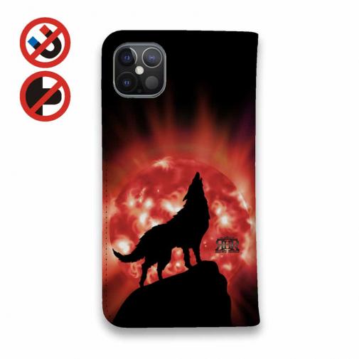 【ROMI HIME】【手帳型ベルトなし】【Stick Case】狼レッド 月