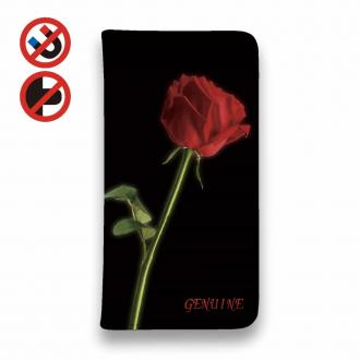 【Genuine】【手帳型ベルトなし】【Stick Case】薔薇 　赤　黒