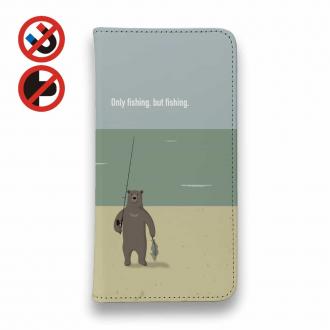 【手帳型ベルトなし】【Stick Case】【FISH MAN】クマさんもフィッシング No1