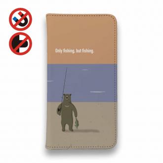 【手帳型ベルトなし】【Stick Case】【FISH MAN】クマさんもフィッシング No2