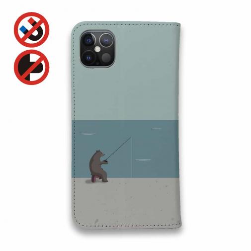 【手帳型ベルトなし】【Stick Case】【FISH MAN】クマさんもフィッシング No3