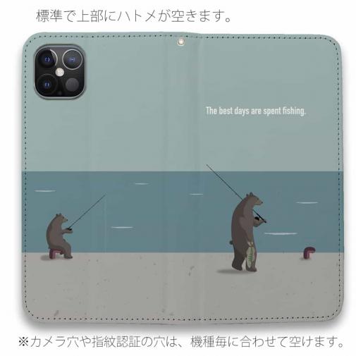 【手帳型ベルトなし】【Stick Case】【FISH MAN】クマさんもフィッシング No3