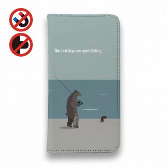 【手帳型ベルトなし】【Stick Case】【FISH MAN】クマさんもフィッシング No3