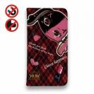 【ROMI HIME】【手帳型ベルトなし】【Stick Case】うさぎ チェック  レッド ペア