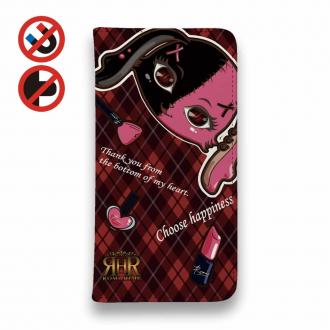 【ROMI HIME】【手帳型ベルトなし】【Stick Case】うさぎ チェック  レッド ペア