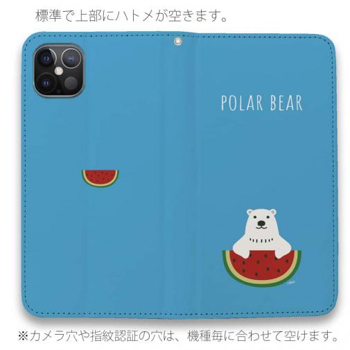 【手帳型ベルトなし】【Stick Case】シロクマさんとスイカ(wakat)