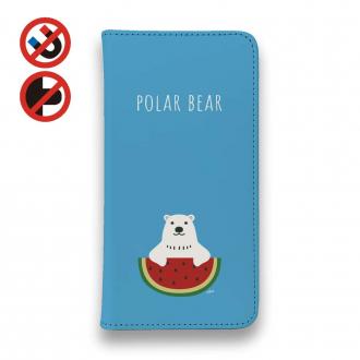 【手帳型ベルトなし】【Stick Case】シロクマさんとスイカ(wakat)