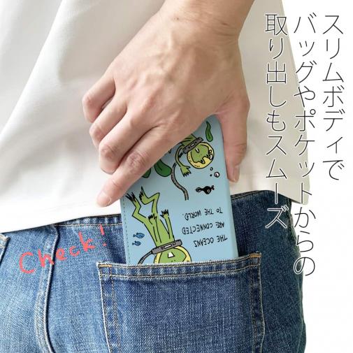 【手帳型ベルトなし】【Stick Case】水中散歩するカエルくん(wakat)
