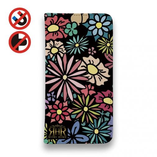 【ROMI HIME】【手帳型ベルトなし】【Stick Case】蝶 花 花柄 レトロ ブラック