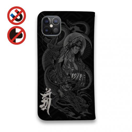 【彫姫】【手帳型ベルトなし】【Stick Case】騎龍観音　和彫りデザイン