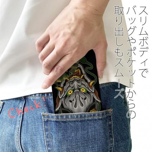 【彫姫】【手帳型ベルトなし】【Stick Case】般若　和彫りデザイン