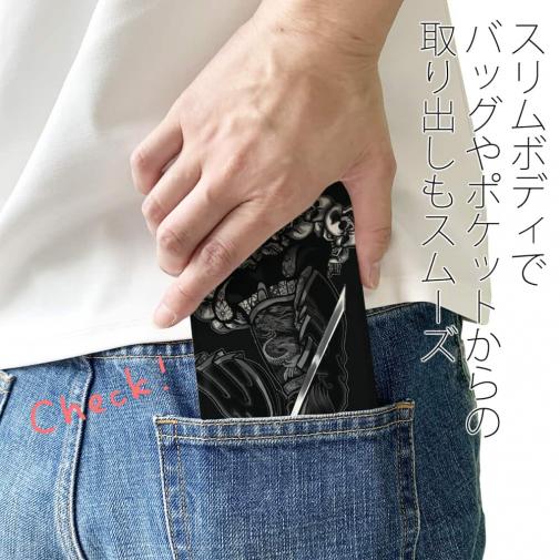 【彫姫】【手帳型ベルトなし】【Stick Case】秦の始皇帝　和彫りデザイン