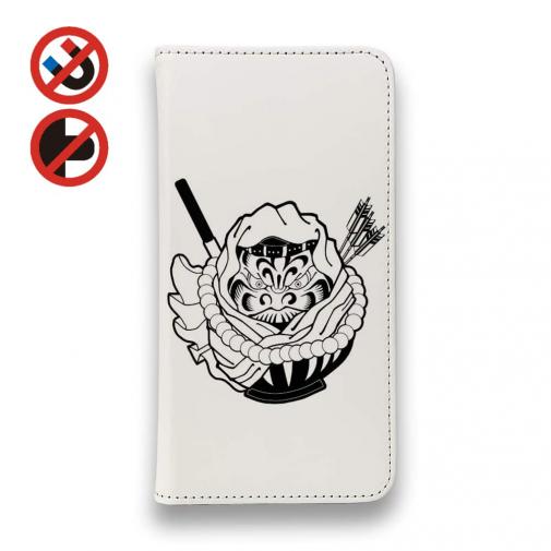 【彫姫】【手帳型ベルトなし】【Stick Case】弁慶達磨（ホワイト）