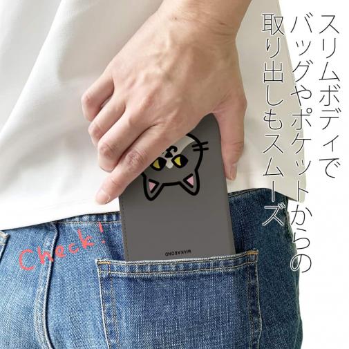 【手帳型ベルトなし】【Stick Case】【ワカボンド】WAKAMAKAシリーズ 猫のハチワレニャ
