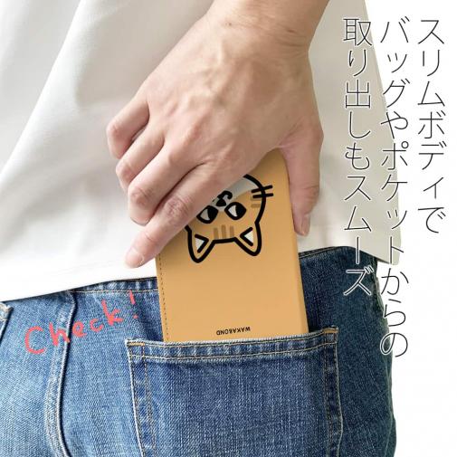 【手帳型ベルトなし】【Stick Case】【ワカボンド】WAKAMAKAシリーズ 猫のチャトラニャ