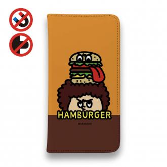 【手帳型ベルトなし】【Stick Case】【ワカボンド】WAKAMAKAシリーズ アフロくんとハンバーガーペロリ