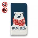 【手帳型ベルトなし】【Stick Case】シロクマさんとマフラー(wakat)