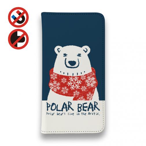 【手帳型ベルトなし】【Stick Case】シロクマさんとマフラー(wakat)