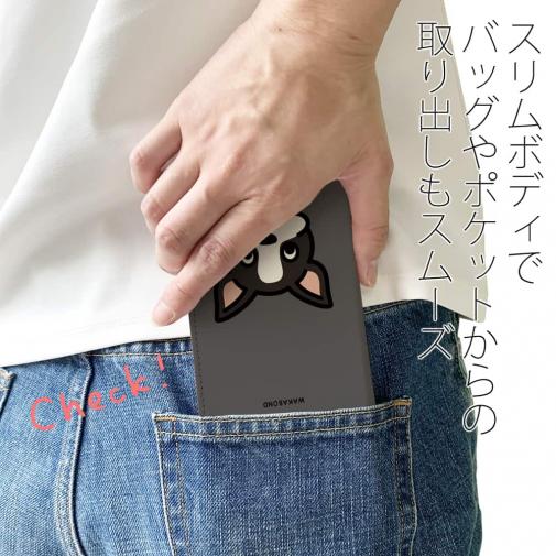 【手帳型ベルトなし】【Stick Case】【ワカボンド】WAKAMAKAシリーズ フレンチブルドッグのフレブルルン