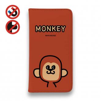 【手帳型ベルトなし】【Stick Case】【ワカボンド】WAKAMAKAシリーズ おさるのウキキック