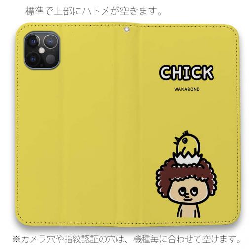 【手帳型ベルトなし】【Stick Case】【ワカボンド】WAKAMAKAシリーズ アフロくんとヒヨコ