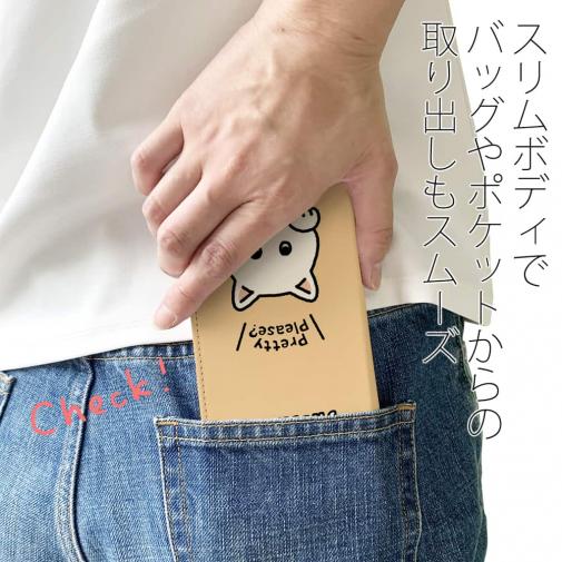 【手帳型ベルトなし】【Stick Case】柴犬のおねだり顔_白柴(wakat)