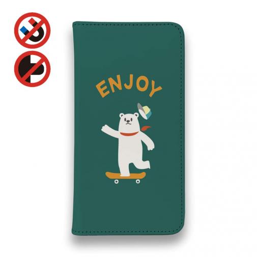 【手帳型ベルトなし】【Stick Case】エンジョイスケボーシロクマさん(wakat)