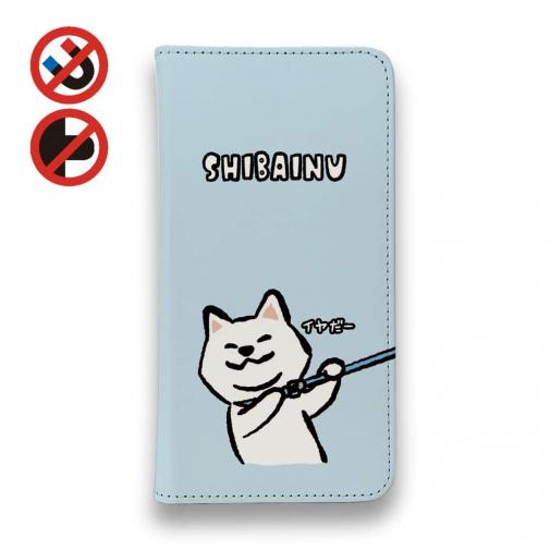 【手帳型ベルトなし】【Stick Case】柴犬のイヤだー_白柴(wakat)