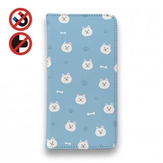 【手帳型ベルトなし】【Stick Case】柴犬いっぱい_白柴(wakat)