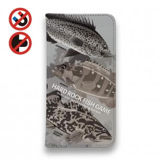 【手帳型ベルトなし】【Stick Case】【FISH MAN】ハードロックフィッシュゲーム グレー