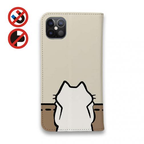 【手帳型ベルトなし】【Stick Case】何か気になる白猫(wakat)