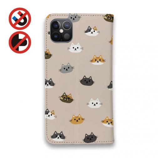 【手帳型ベルトなし】【Stick Case】猫いっぱい(wakat)