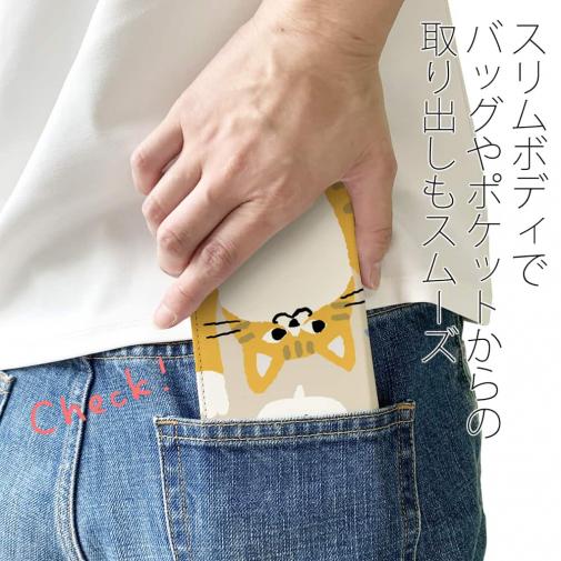 【手帳型ベルトなし】【Stick Case】サカナもってワーイなネコ_茶白猫(wakat)