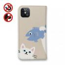 【手帳型ベルトなし】【Stick Case】サカナもってワーイなネコ_白猫(wakat)