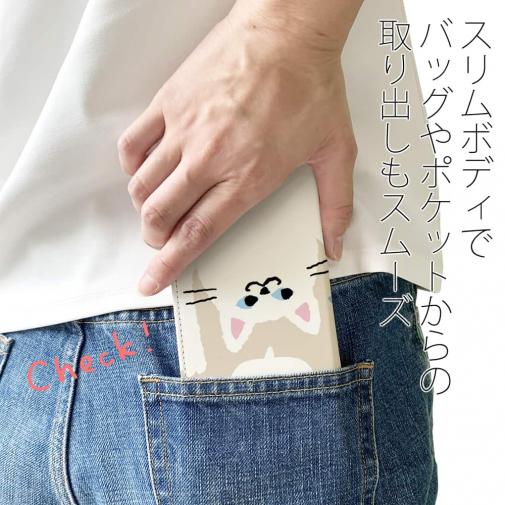 【手帳型ベルトなし】【Stick Case】サカナもってワーイなネコ_白猫(wakat)