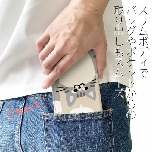 【手帳型ベルトなし】【Stick Case】サカナもってワーイなネコ_サバ白猫(wakat)