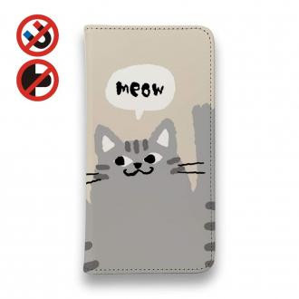 【手帳型ベルトなし】【Stick Case】サカナもってワーイなネコ_サバトラ猫(wakat)