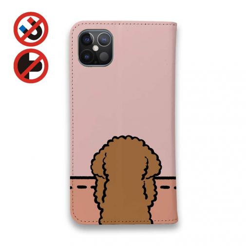 【手帳型ベルトなし】【Stick Case】何か気になるプードル_ブラウン(wakat)