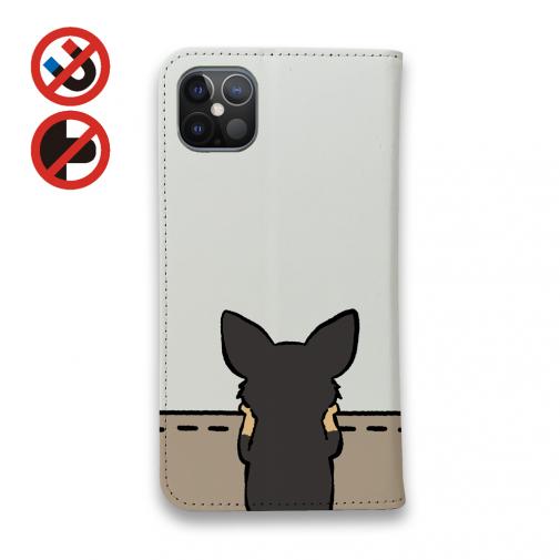 【手帳型ベルトなし】【Stick Case】何か気になるチワワ_ブラックタン(wakat)