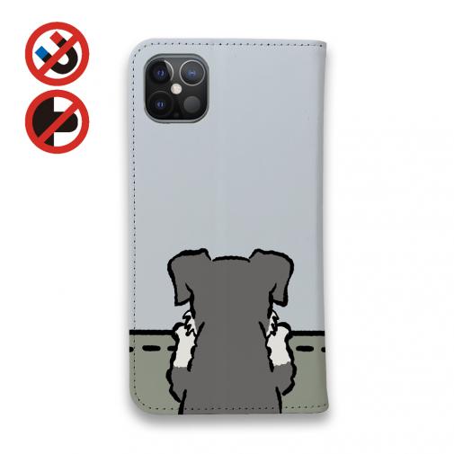 【手帳型ベルトなし】【Stick Case】何か気になるミニチュアシュナウザー_ソルト＆ペッパー(wakat)