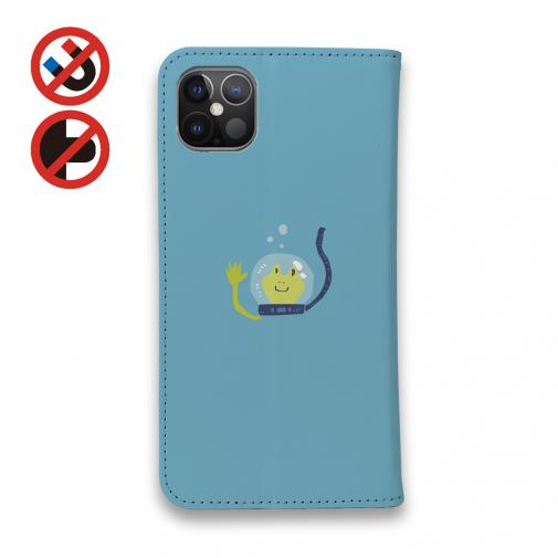 【手帳型ベルトなし】【Stick Case】水中散歩するカエルくん_カラフル(wakat)