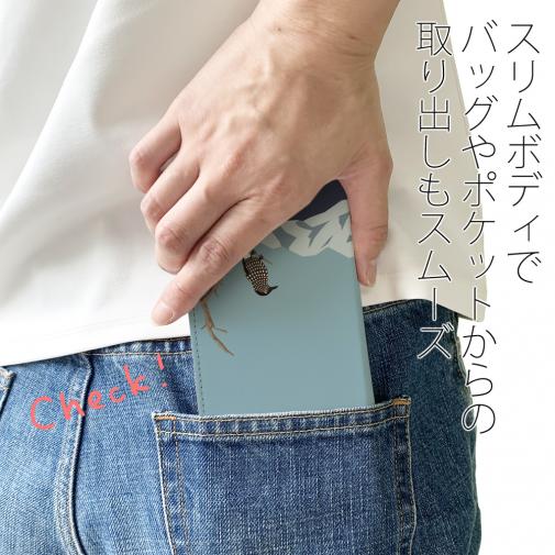 【手帳型ベルトなし】【Stick Case】【FISH MAN】山シリーズ「ホシガラス／山岳の晴天」