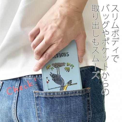【手帳型ベルトなし】【Stick Case】【釣りざんまい】釣りに目覚めたハシビロコウ_ライトブルー