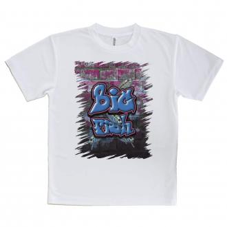 【Tシャツ】BIG FISH 壁落書き風　ブルー