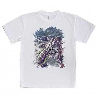 【Tシャツ】ブラックバスのバイト　ペイント風　ブルー