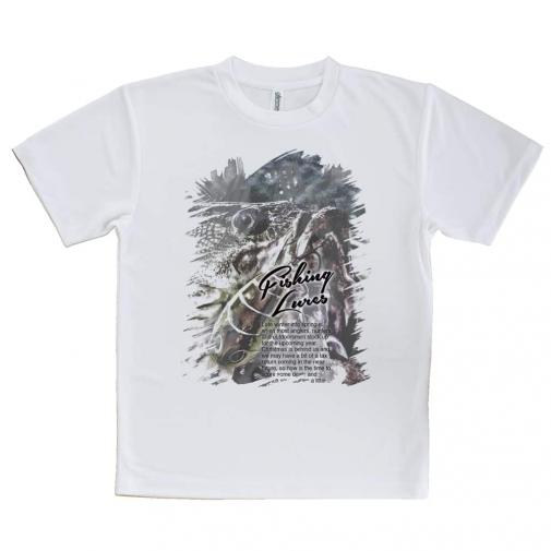 【Tシャツ】ブラックバスのバイト　ペイント風　モノトーン