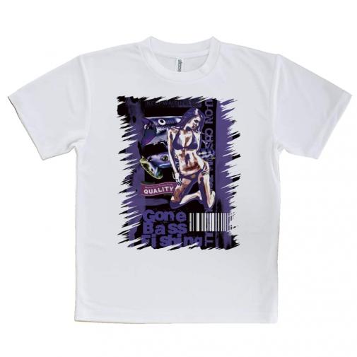 【Tシャツ】Gone Bass Fishing ローライダーポスター風　パープル
