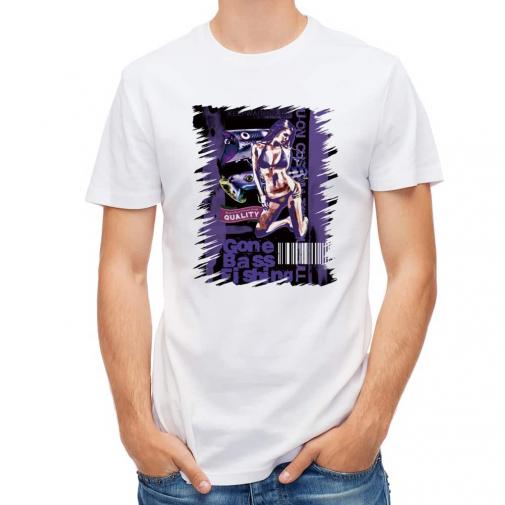 【Tシャツ】Gone Bass Fishing ローライダーポスター風　パープル