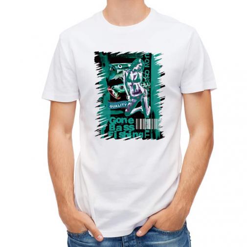 【Tシャツ】Gone Bass Fishing ローライダーポスター風　エメラルドグリーン